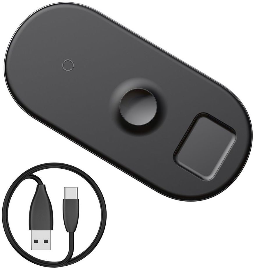 BASEUS 3w1 bezprzewodowa ładowarka do telefonu, Apple Watch i słuchawek Apple AirPods 18 W czarny (WX3IN1-C01) - Czarny WX3IN1-C01