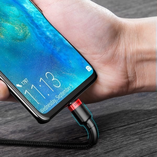Baseus Cafule | Kabel USB-C Type-C Power Delivery 2.0 100W Quick Charge 3.0 200cm | czarny + czerwony CATKLF-AL91
