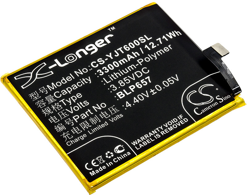 Cameron Sino OnePlus 6 BLP657 3300mAh 12.71Wh Li-Polymer 3.85V CS-YJT600SL