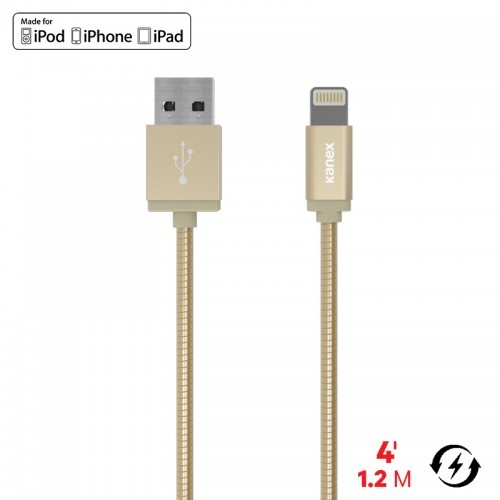 Kanex Kanex Premium DuraFlex Lightning - Kabel MFi z Lightning do USB, 1.2 m (Gold) K157-1160-GD4F