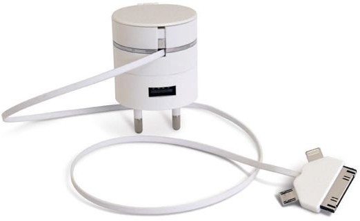 Orno 01. Polska Ładowarka USB 3 w 1 ze zwijanym automatycznie przewodem OR-AE-1389