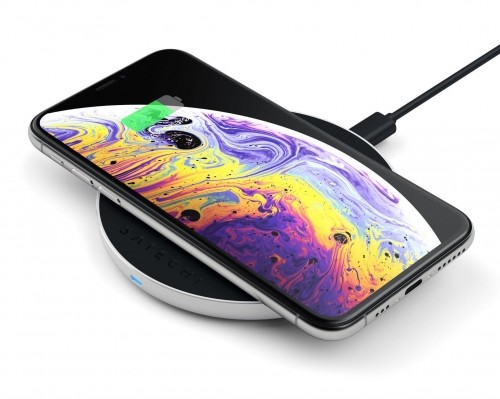 SATECHI SATECHI ALUMINUM TYPE-C PD & QC WIRELESS CHARGER Silver | iPhone Xs / Xs Max / Xr / X / 8 / 8 Plus ST-IWCBS