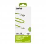 SBS microUSB USB 1,5m plaski zielony