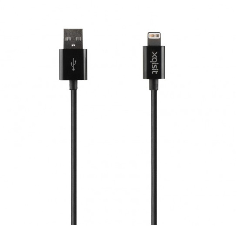 Xqisit Kabel USB Charge & Sync Lightning 100cm CZARNY TWORZYWO SZTUCZNE (40281)