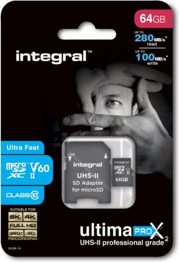 Integral microSDXC 64GB UHS-II V60 (INMSDX64G-280/100U2)