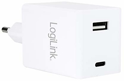 LogiLink PA0230 - adapter gniazda USB, 1 x port USB-C i 1 x port USB-A, z technologią GaN (button galowy), 48 W do PD (Power Delivery) + FastCharge PA0230