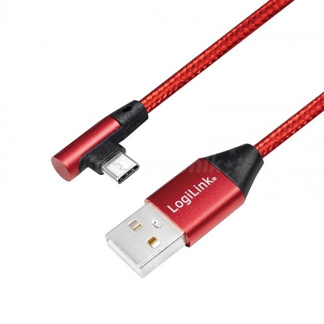 LogiLink USB-C 0.3m kątowy czerwony CU0145