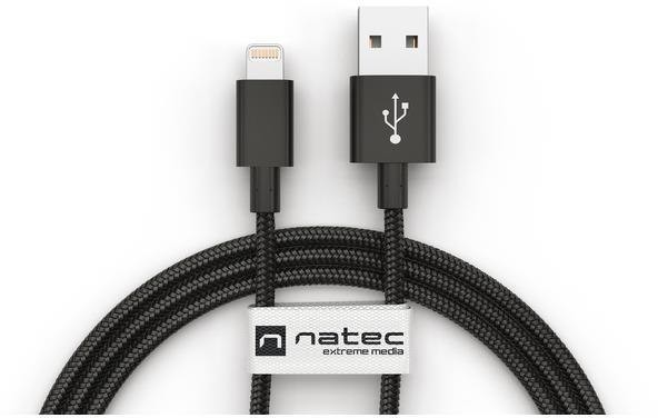 Natec Kabel Lightning(M) - USB-A(M) 1,5m czarny MFi oplot NKA-1537