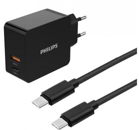 Philips 1xUSB 1XUSB-C PD QC 30W czarna + kabel USB-C |