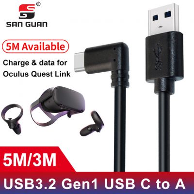 3M 5M USB-C kabel USB3.2 kompatybilność z Oculus Quest Link kątowy type-c 3.2Gen1 dane prędkości