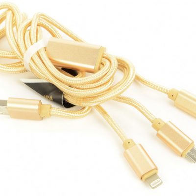 ACCURA 3 w 1 Lightning USB-C micro USB 1.2m złoty (ACC2157)