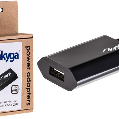 Akyga Ładowarka Sieciowa Na 1X Usb 5V 1A