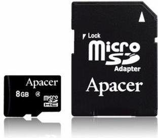 Apacer MicroSDHC Class 4 + adapter 8GB (AP8GMCSH4-R)