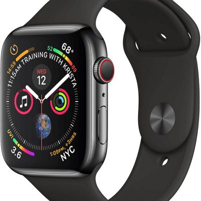Apple Watch Series 4 / GPS + LTE / 44mm Gwiezdna czerń/Pasek sportowy w kolorze czarnym (FTX22B/A)