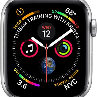 Apple Watch Series 4 / GPS + LTE / 44mm Srebrny/Pasek sportowy w kolorze białym (FTVR2B/A)