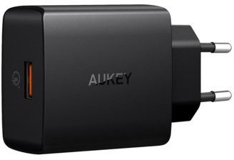 Aukey ŁADOWARKA SIECIOWA AUKEY PA-T17, 1XUSB, QC 3.0, CZARNA