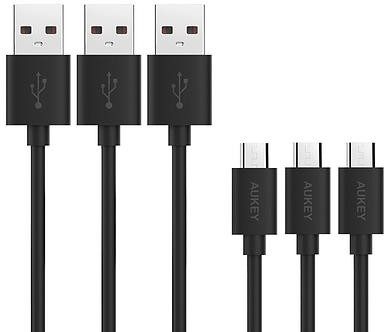 Aukey Zestaw kabli CB-D10 Quick Charge micro USB 3-pack)