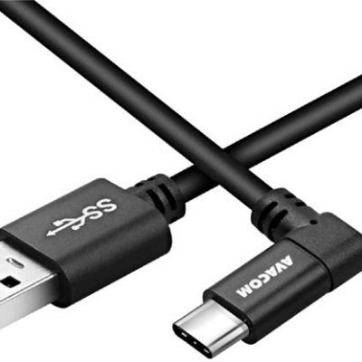 Avacom Kabel USB 2.0 USB A M USB C M 1.1m okrągły czarny złącze 90 st KUAHXSX11B0V