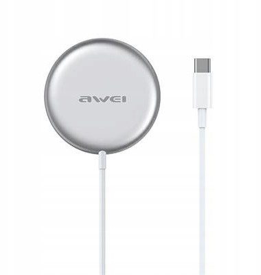 AWEI ład. indukcyjna W10 MagSafe 15W biały/white