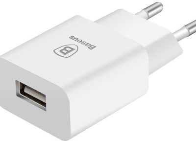 Baseus Letour adapter ładowarka sieciowa EU zasilacz do telefonu USB 2.1A biała 6953156244511