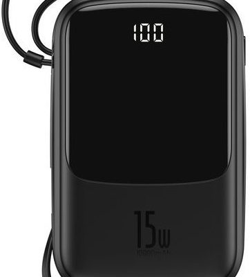 Baseus Qpow | Power Bank 10000mAh + kabel iPhone Apple 15W | czarny PPQD-B01