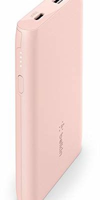 Belkin Boost Charge Power Bank 5K (przenośna ładowarka z portem USB, pojemność 5000 mAh, zestaw baterii do iPhone, AirPods, iPad, Samsung, Pixel, więcej) - różowe złoto BPB004btC00
