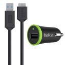 Belkin Ładowarka samochodowa Uniwersalna, USB, 2.1 A, Kabel microUSB, Czarno-Zie (F8M864BT03-BLK)