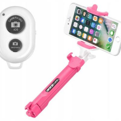 Blun Selfie stick Blun Zestaw do selfie Blun pilot Bluetooth tripod różowy/pink