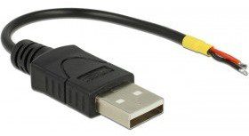 Delock Kabel USB 2.0 typu A męskie > 2 X otwarte końce kabli power 10 cm Raspberry Pi 85250