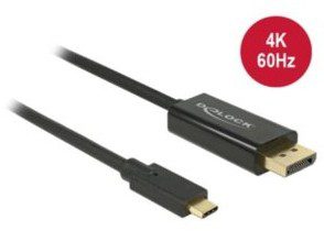 Delock Kabel USB-C > DisplayPort M/M 2m tryb alternatywny DP 4K 60Hz czarny 85256