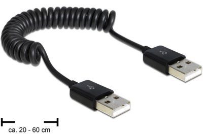 Delock Kabel USB męskie - męskie | Spirala | 20-60cm (83239)