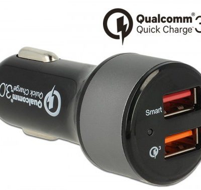 Delock Ładowarka samochodowa 12V/24V 1xUSB Quick Charge 3.0 + 1xUSB 2.4A (62739)