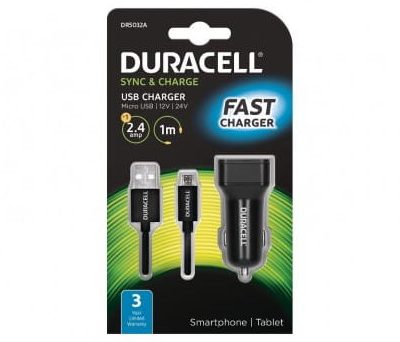 Duracell ładowarka samochodowa 5V 1 x USB-A 2.4A + kabel USB microUSB 1m czarny 51_DR5032A