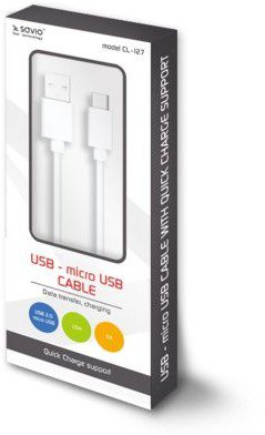 Elmak Kabel USB micro USB Quick Charge 5A 1m SAVIO CL-127 + EKSPRESOWA SAVIO CL-127