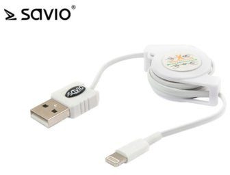 Elmak Kabel USB SAVIO CL-71 Kabel rozwijany do iPhone 5/5s6+, 80 cm - SAVIO CL-7