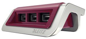 Esselte Ładowarka USB Leitz Style, 3 porty, rubinowa czerwień ES1208-3