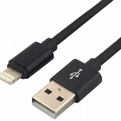 everActive everActive kabel USB, kabel nylonowy, Lightening/Smart Phone, tablet, pad, szybkie ładowanie do 2,4 A, 100 cm długości, czarny, model: CBB-1IB CBB-1IB