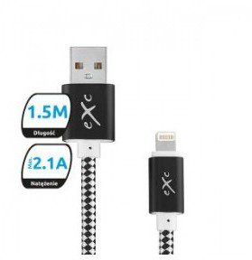 eXc Kabel USB 2.0 eXc DIAMOND USB A(M) - Lightning 8-pin(M), 1,5m, czarno-szary 5901687937380
