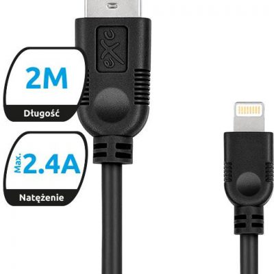 EXC Kabel USB 2.0 eXc WHIPPY USB A M Lightning 8-pin M 2m czarny 5901687938394