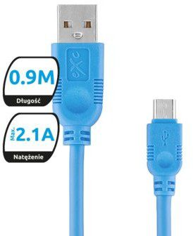 EXC Kabel USB 2.0 eXc WHIPPY USB A M micro USB B M 5-pin 0,9m niebieski KKE0KKBU0030