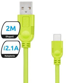 EXC Kabel USB 2.0 eXc WHIPPY USB A M USB 3.1 TYPU C M 5-pin 2m zielony KKE0KKBU0220