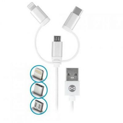 FOREVER KABEL USB micro-USB/Lightning/USB-C 1M bialy