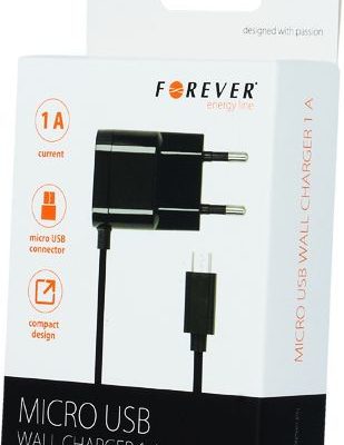 Forever Ładowarka Ład siec micro USB 1A czarna new shell GSM020147