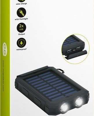 Goobay Power Bank WODOODPORNY z latarką LED i ładowaniem solarnym 8000 mAh 49216