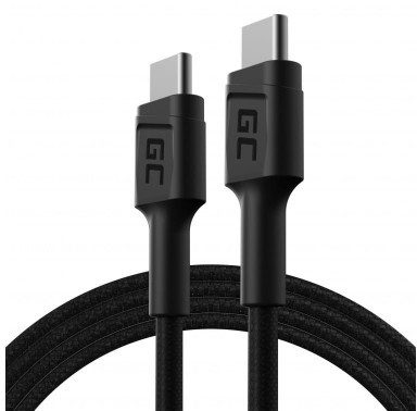 Green Cell Kabel Przewód Ray USB USB-C 120cm z zielonym podświetleniem LED i obsługą szybkiego ładowania Ultra Charge QC 3.0 KABGC30