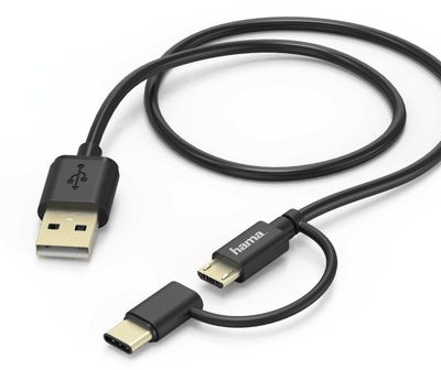 Hama ADAPTER 2w1 USB Type-C MICRO USB GNIAZDO USB-A 1m CZARNY