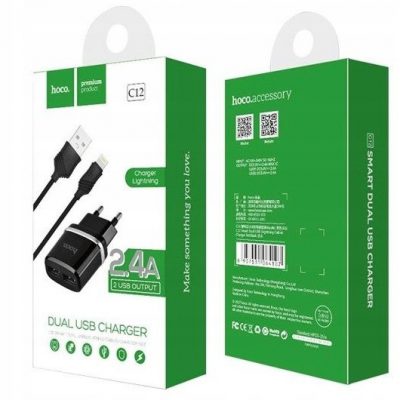 HOCO Ładowarka Sieciowa 2xUSB 2.4A + Lightning Zes