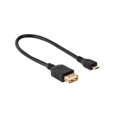 . HQCable OTG microUSB USB 0,25M czarny