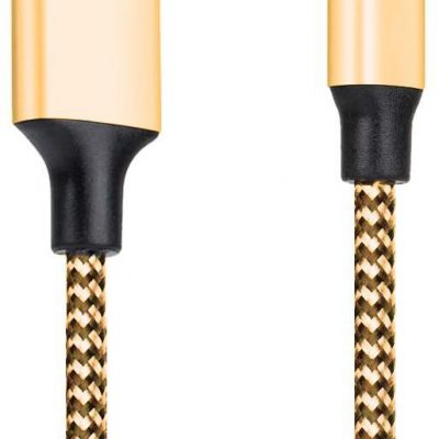Hurtel Kabel USB - Lightning w nylonowyhm oplocie 1 m złoty - Lightning (męski) USB Typ A (męski)