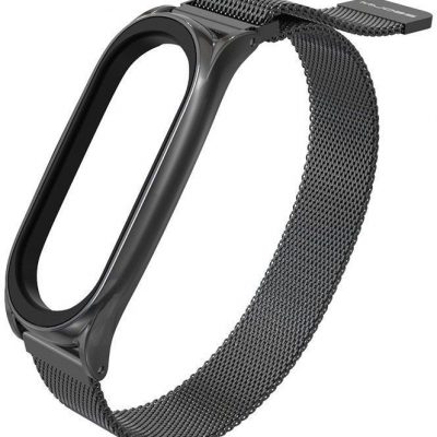 Hurtel Zamienna metalowa opaska bransoleta pasek do Xiaomi Mi Band 5 / Mi Band 4 / Mi Band 3 czarny